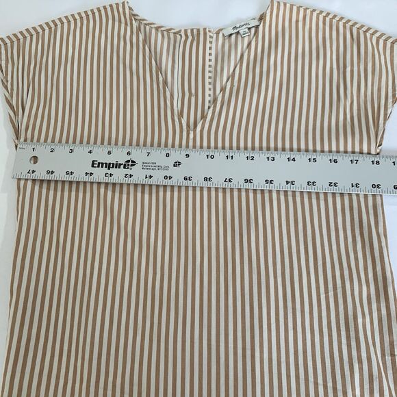 Madewell Button Back Easy Dress XS Tan White Stripe Boho Nautical Summer Travel - Picture 8 of 10